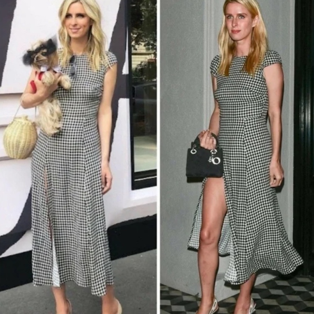 Reformation Black and White Gingham Midi Dress size 0 xs - Picture 2 of 10
